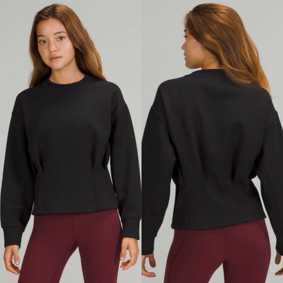 lululemon athletica Tops - Lululemon Gathered Waist Crew Pullover Sweatshirt Black